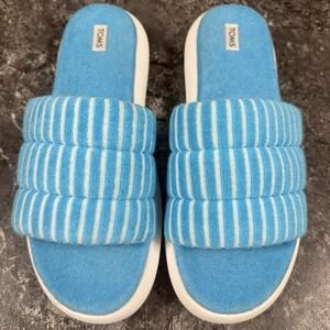 Toms‎ Alpargata Mallow Fern Striped Terry Slides in Women's Size 10 ~ Nice!
